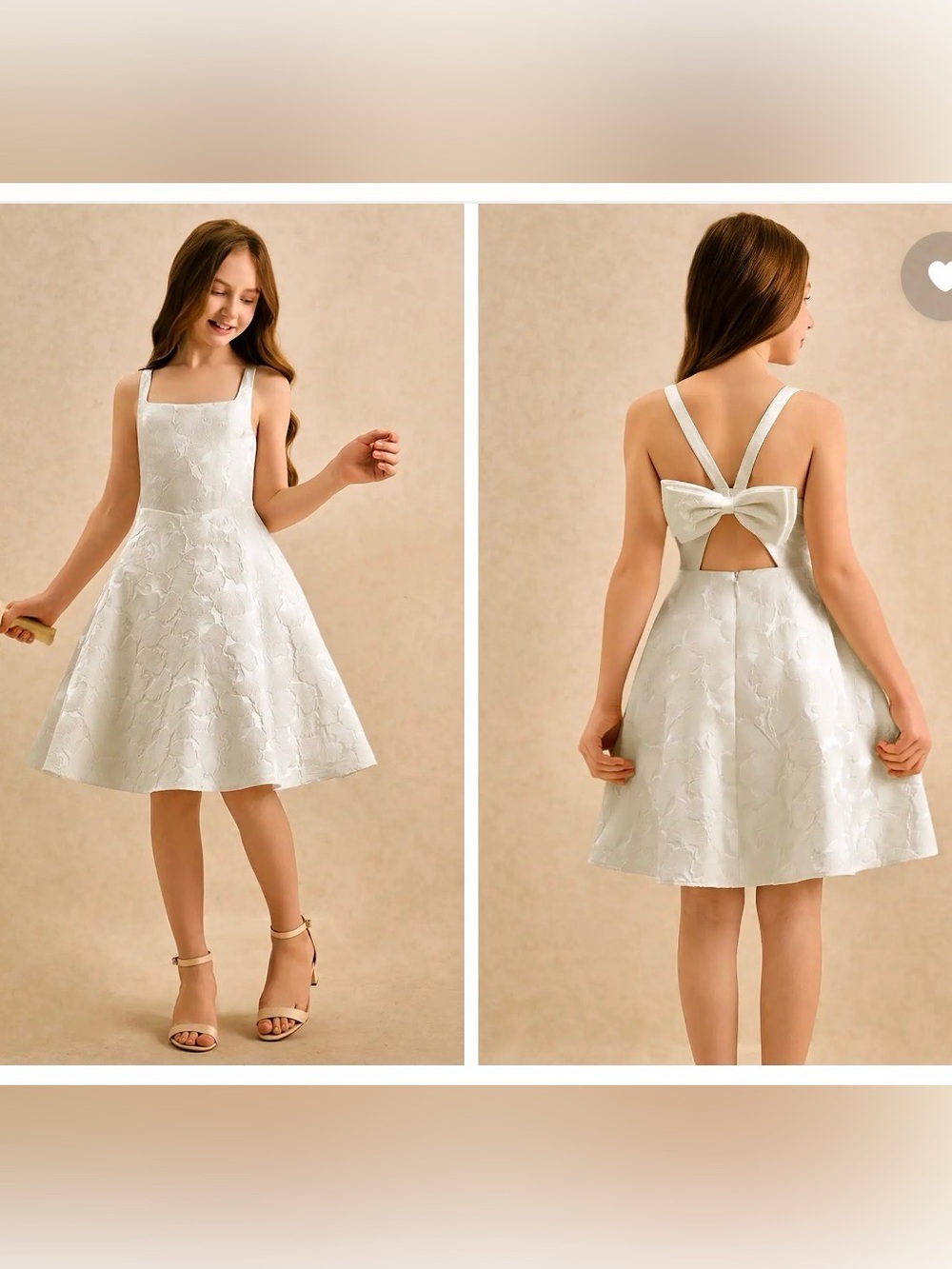Azazie flower girl formal dress size 12 years off white